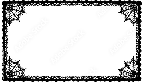 Halloween spiderweb frame, elegant gothic decoration on white background