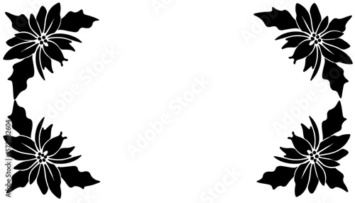 Silhouette of poinsettia flower frame, Christmas decor copyspace