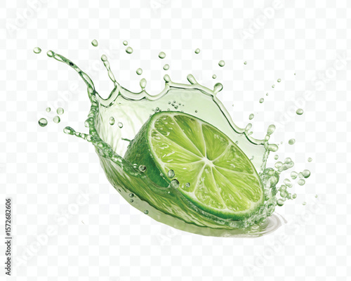 realistic 3d dynamic clean water splash in lemon color isolated on transparent background