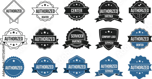 Authorized dealer and servicer vector badge logo design elements collection