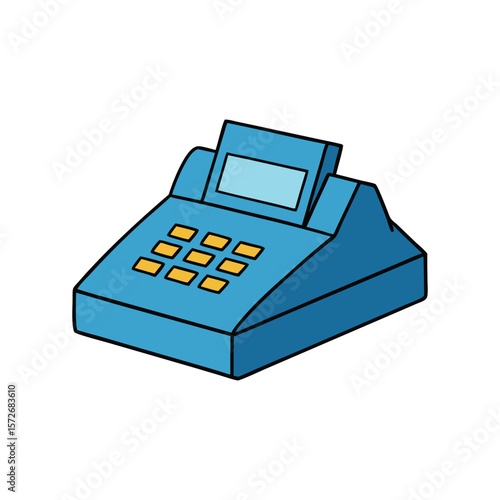 A blue cash register isolated on a white background