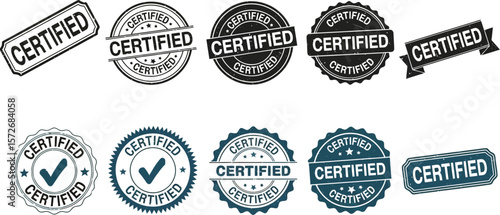 Certified stamp vector set for quality assurance and product verification