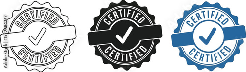 Certified stamp vector design element for quality assurance and guarantee use