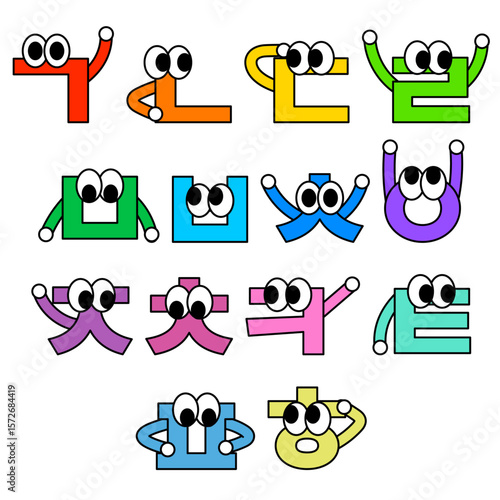 Personified Hangul Letters Vector Character Set