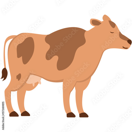 Cute Islamic Sacrificial Animal. Eid alAdha festive cow in yellow and orange, representing sacrifice. Perfect for cultural, religious, Eid alAdhathemed designs and projects