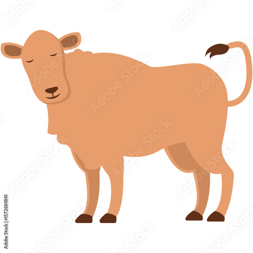 Cute Islamic Sacrificial Animal. Eid alAdha festive cow in yellow and orange, representing sacrifice. Perfect for cultural, religious, Eid alAdhathemed designs and projects