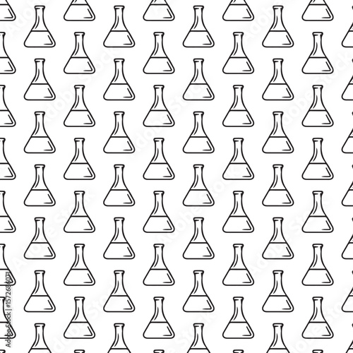 Seamless Laboratory Tubes and Funnel Vector Pattern for Science and Research Themes