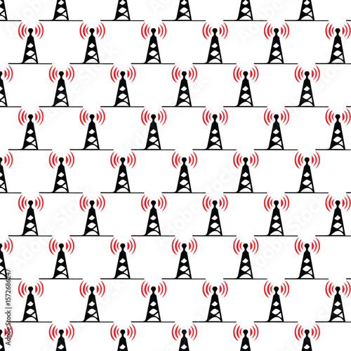 Seamless Network Tower Vector Pattern for Telecom and Technology Design