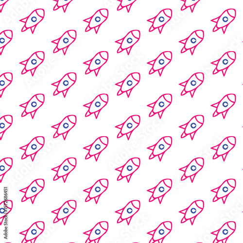 Seamless Rocket Vector Pattern for Space and Science Themes