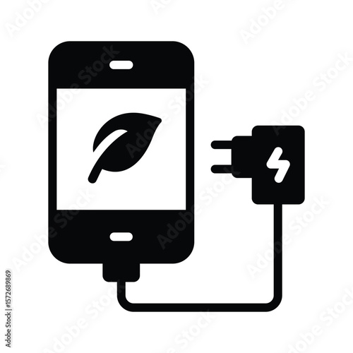 This glyph style icon illustrates mobile eco charging