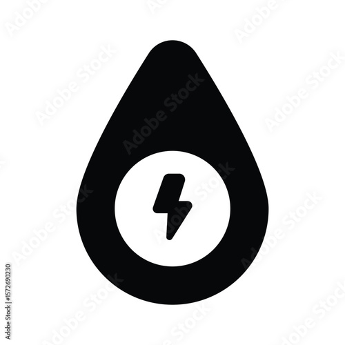An engaging glyph icon showing hydropower concept