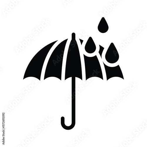 An editable glyph icon of rain umbrella