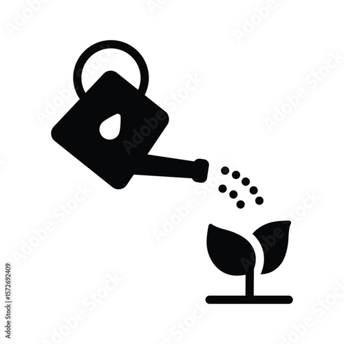 Get this glyph icon of watering plant for growth