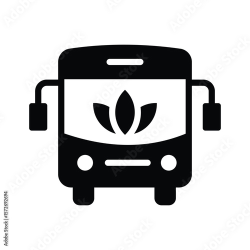 A clea glyph icon showing eco bus in transit