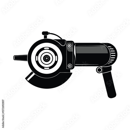 compact angle grinder in black silhouette with ergonomic handle