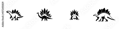Collection of dinosaur silhouette pictograms showcasing various species in a minimalist vector style suitable for diverse design applications