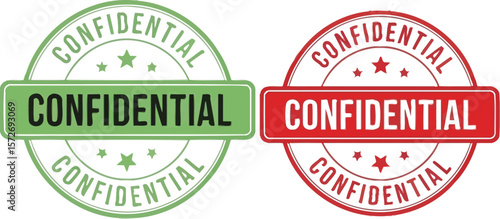 Confidential stamp vector set, secret document label, private information seal
