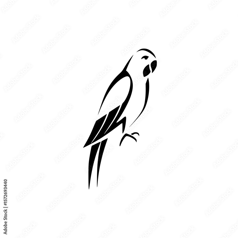 Fototapeta premium Stylized silhouette of a parrot on isolated background showcasing avian life and artistic design