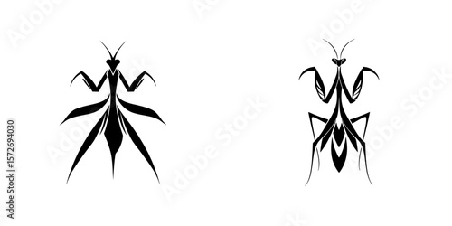 Silhouette pictograms of insects in dynamic poses for design and illustration projects