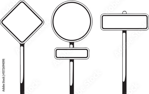 Blank Outline Road Signs Set