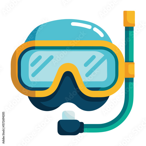 A diving mask with a snorkel, isolated on a white background, for underwater, sport, exploration, or aquatic adventure.