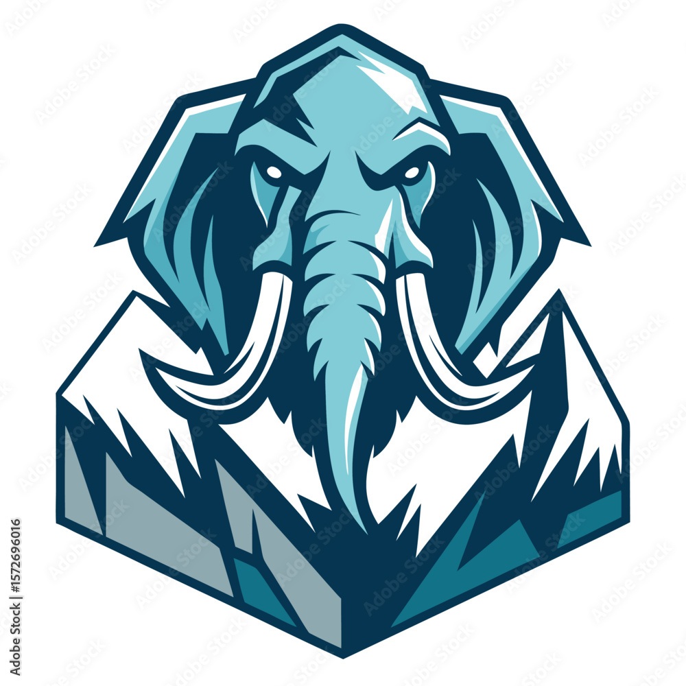 Obraz premium Frozen Mammoth Head: Glacier Rise with Jagged Ice and Frost Shadows