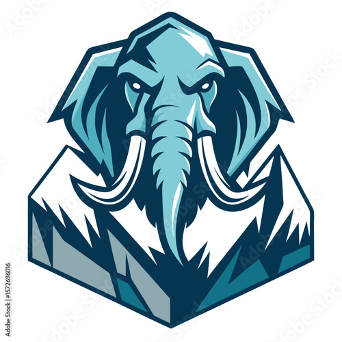 Frozen Mammoth Head: Glacier Rise with Jagged Ice and Frost Shadows