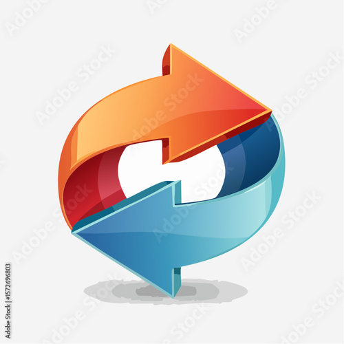 Two 3d arrows merging