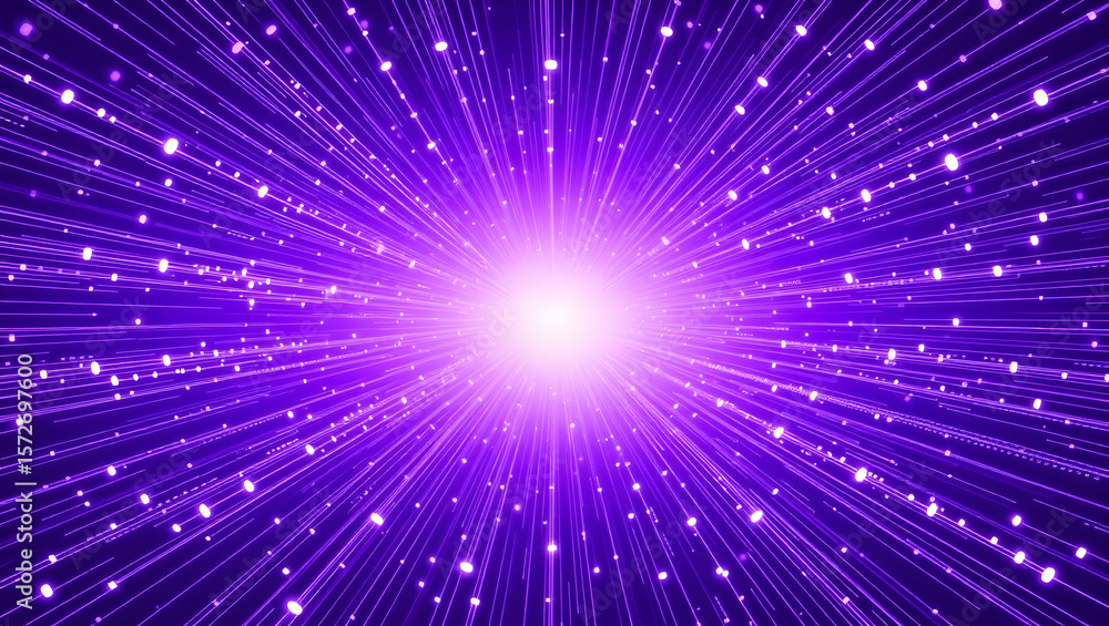 Fototapeta premium Burst of Energy: An electrifying visual, where streams of light radiate outwards from a central point, evoking a feeling of energy, movement, and technological advancement.