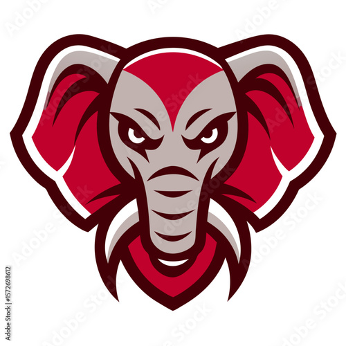 Bold Elephant Mascot in Vector Style with Emphasis on Power and Mass for Team Representation