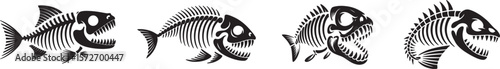 Various styles of Fish Skeleton silhouettes.