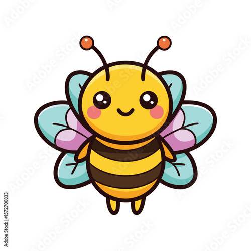 cute bee with blushing cheeks and flower antenna kawaii