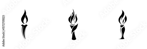 Silhouette pictograms of torches designed as isolated vector icons for various applications