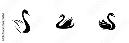 Different styles of swan silhouettes showcasing elegance and grace in a minimalistic design