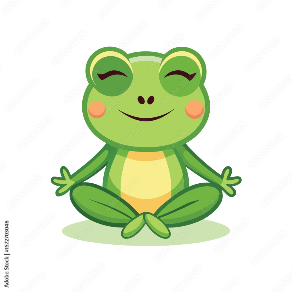cute frog with closed eyes meditating in a yoga pose cute frog with closed eyes meditating in a yoga pose