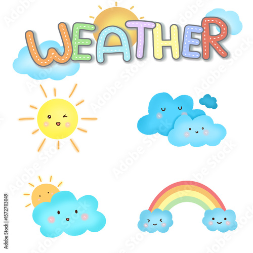 Cute weather elements collection.