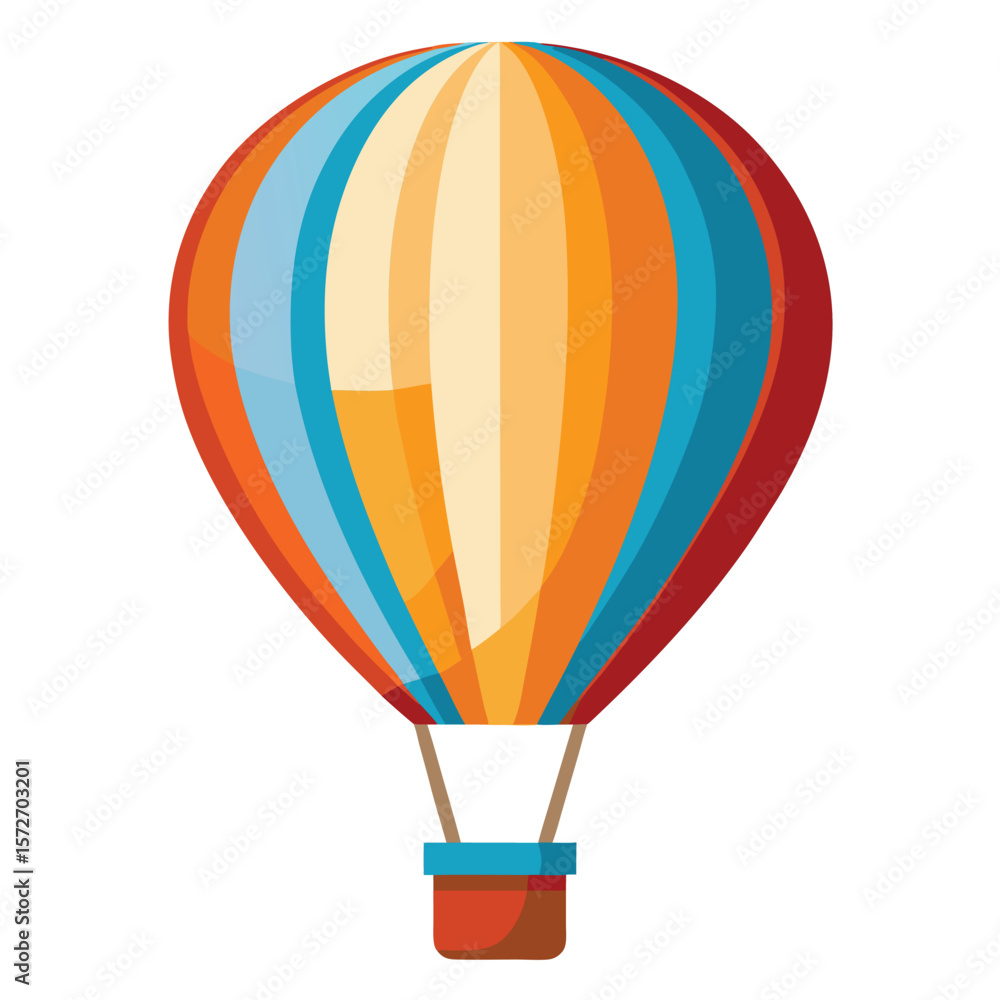 Fototapeta premium A hot air balloon floating, isolated on a clean white background, for adventure, travel, freedom, or scenic views.