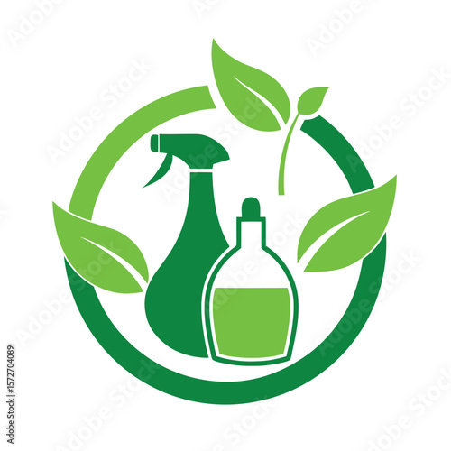 Green Natural Cleaning Product Leaves Logo