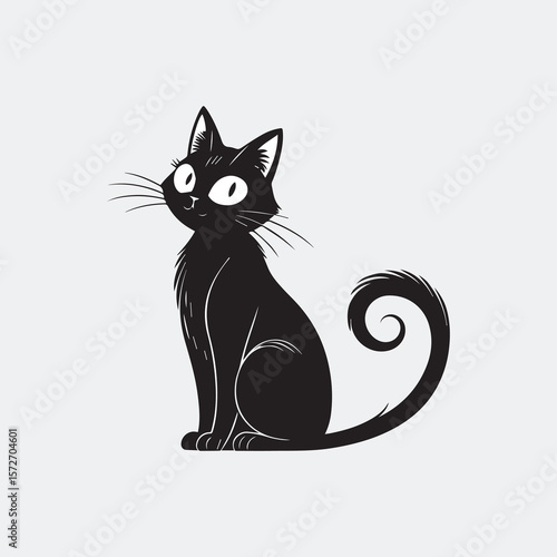 Wallpaper Mural black cat on white background Torontodigital.ca