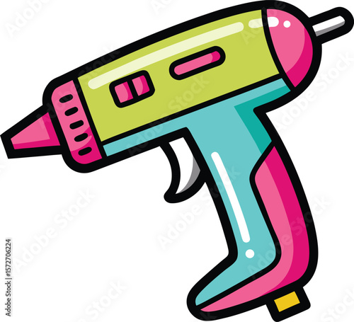 cute stylized hot glue gun in black outline vector