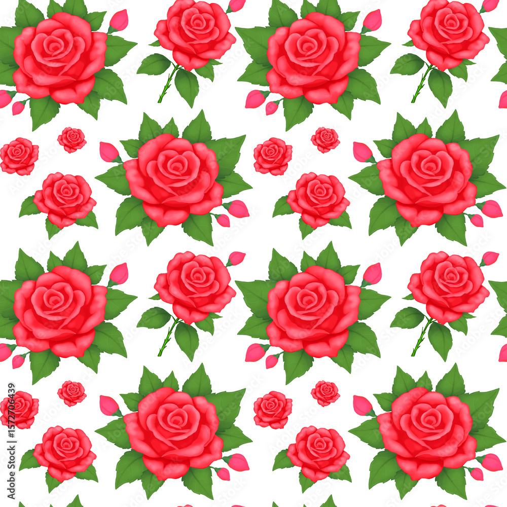 Obraz premium Digital drawing, seamless pattern with roses
