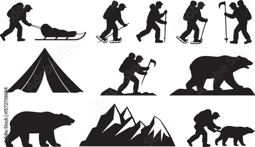 Hiking and Mountaineering Pattern: Backpackers, Mountains, and Outdoor Adventure

