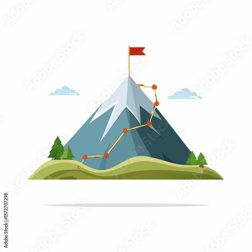 Mountain climbing route to peak