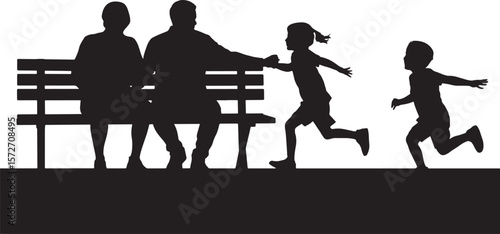 Grandparent and Child on Bench: Intergenerational Bond and Family Leisure Time

