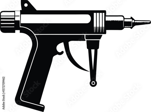 detailed black vector drawing of power caulking gun