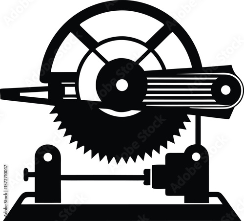 detailed miter saw with sharp blade black silhouette