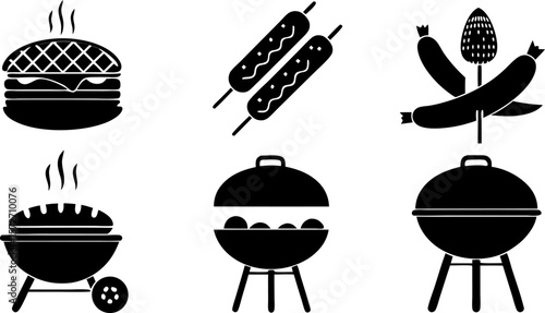 collection of classic barbecue grill and food silh.eps