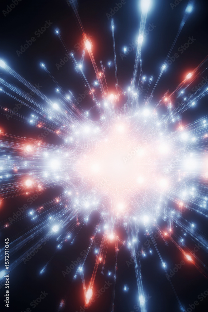 Fototapeta premium Generative AI Abstract Glowing Light Burst Background Glow Radiating Blue Red Dark Lines Energy Futuristic Technology Innovation Future Power Connection Digital Network - Unique Design