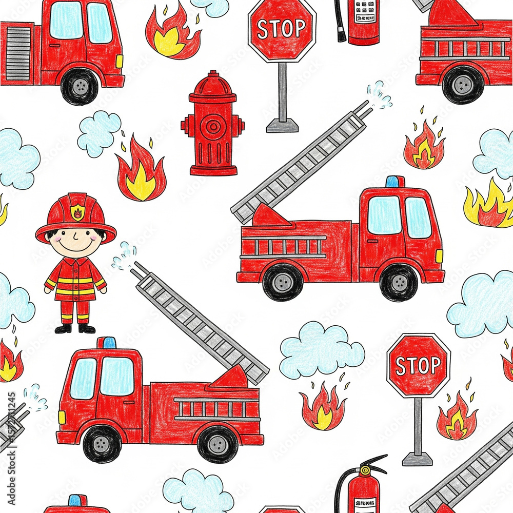 seamless pattern illustration of fire safety fireman seamless pattern illustration of fire safety fireman