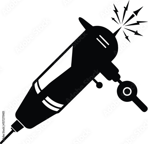 dremel rotary tool silhouette with a spark effect